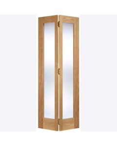 Internal Bifold Door Oak Contemporary Pattern 10 with Clear Glass