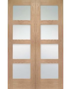 Internal Door Pair Oak Shaker With Clear Glass Untreated SPECIAL OFFER