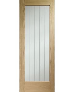 XL Joinery Suffolk P10 Internal Oak Fire Door with Clear Etched Glass FD30 Untreated