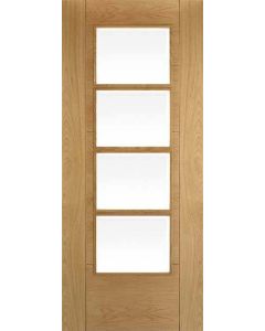Internal Door Semi Solid Oak Iseo Central 4 Light Clear Bevelled Glass Pre Finished