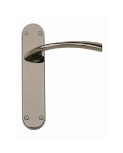 Internal Door Handle Scimitar Black Nickel Lever on a Backplate.