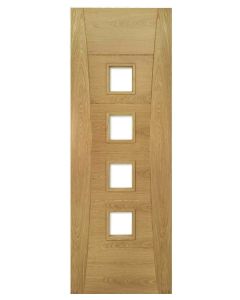 Deanta Internal Door Oak Pamplona With Clear Bevelled Glass