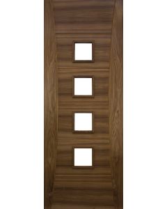 Internal Door Walnut Pamplona with Clear Glass Prefinished