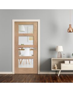 Shaker with Clear Glass Untreated Oak Internal Fire Door FD30 by XL Joinery