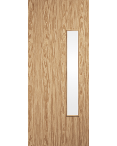 18G Oak Flush 18G Clear Glass Fire Door FD30 Prefinished