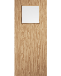 LPD Pre-finished Oak Flush 1G Fire Door FD30 with clear Glass Vision Panel