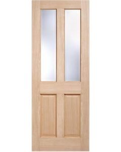 Internal Door Oak Richmond with Clear Bevelled Glass non raised moulding Untreated LPD