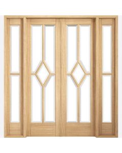 Internal Room Divider W6 Oak Prefinished Reim Diamond with Clear Bevelled Glass