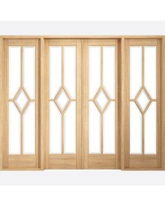 Internal Room Divider W8 Oak Prefinished Reim Diamond with Clear Bevelled Glass