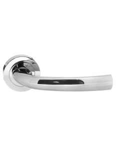 Designer Door Handle on Round Rose Nevada Polished Chrome