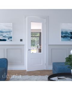 Deanta Sandringham White Primed Clear Glass 30 Minute Fire Door (FD30)