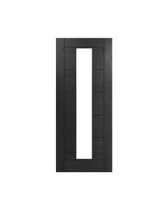 Deanta Seville Brushed Black Oak Clear Glazed 1L FSC Internal Door