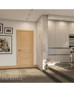 Internal Fire Door Oak Seville pre Finished Lifestyle Image by Deanta Doors FD30