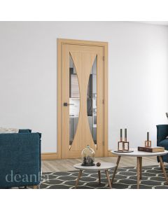 Deanta Sorrento with Clear Glass Prefinished Oak Internal Door Lifestyle Image
