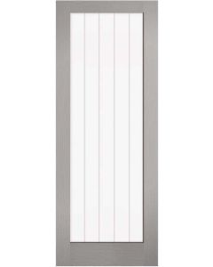 Internal Door Grey Moulded Vertical 5 Panel Clear Glass with Frosted Lines Prefinished