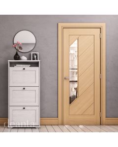 Deanta Torino Clear Glass Pre Finished Oak Internal Door Lifestyle image by 5TORGX