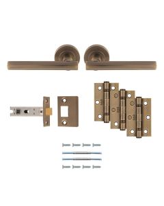 Carlisle Brass Faro Latch Pack - Ultimate Door Pack - Door Handle Pack includes pair of handles 3 hinges and 3" latch UDP011AB/INTB
