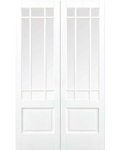 Internal Door Pair White Primed Downham Clear Bevelled Glass